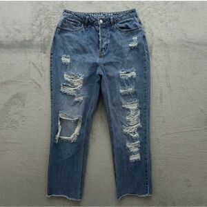 Vanilla Star Women's Ripped high-rise Boyfriend Jeans